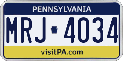 PA license plate MRJ4034