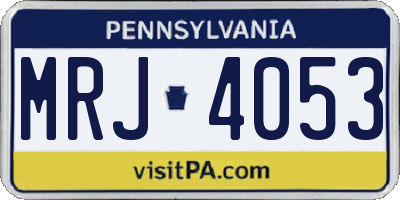 PA license plate MRJ4053