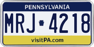 PA license plate MRJ4218