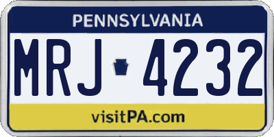 PA license plate MRJ4232