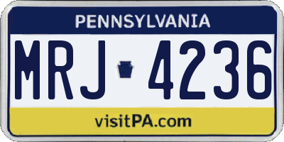 PA license plate MRJ4236
