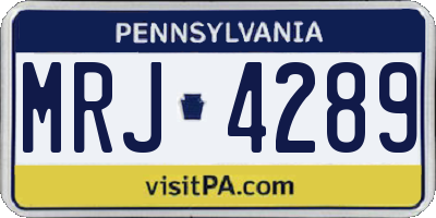 PA license plate MRJ4289