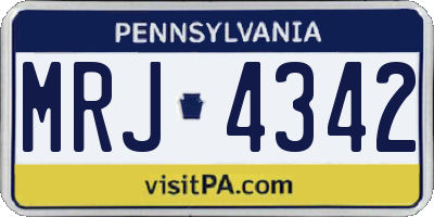 PA license plate MRJ4342