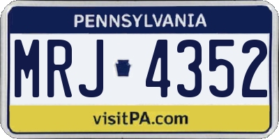 PA license plate MRJ4352