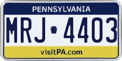 PA license plate MRJ4403
