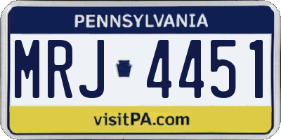 PA license plate MRJ4451