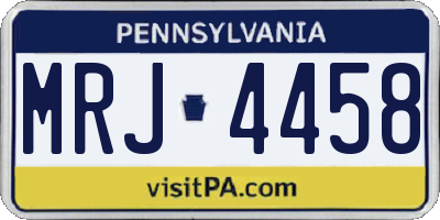 PA license plate MRJ4458