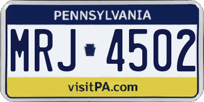 PA license plate MRJ4502