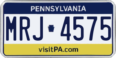 PA license plate MRJ4575
