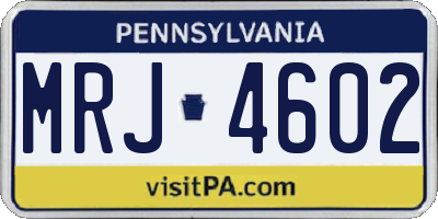 PA license plate MRJ4602