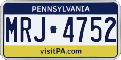 PA license plate MRJ4752