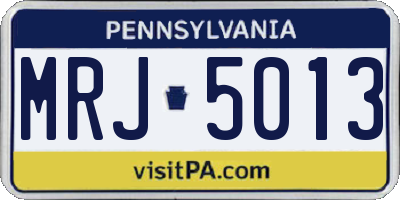 PA license plate MRJ5013