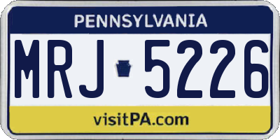 PA license plate MRJ5226