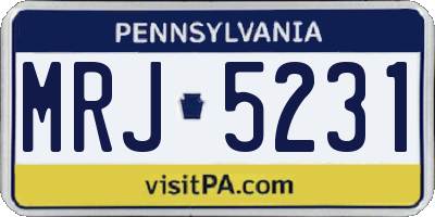 PA license plate MRJ5231