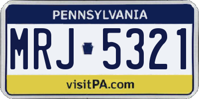 PA license plate MRJ5321