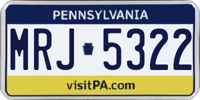PA license plate MRJ5322