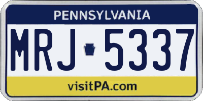PA license plate MRJ5337