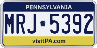 PA license plate MRJ5392