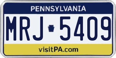 PA license plate MRJ5409
