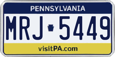 PA license plate MRJ5449