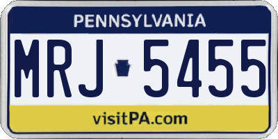 PA license plate MRJ5455