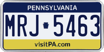 PA license plate MRJ5463