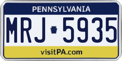 PA license plate MRJ5935