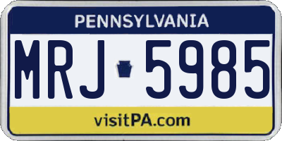 PA license plate MRJ5985