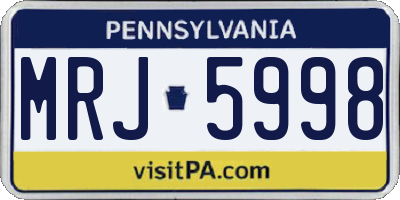 PA license plate MRJ5998