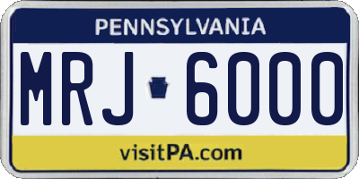 PA license plate MRJ6000