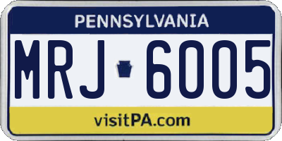 PA license plate MRJ6005