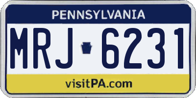 PA license plate MRJ6231