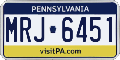 PA license plate MRJ6451