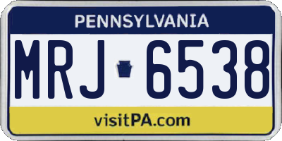 PA license plate MRJ6538