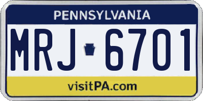 PA license plate MRJ6701