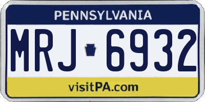 PA license plate MRJ6932