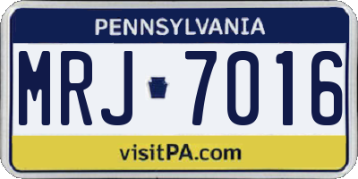 PA license plate MRJ7016