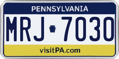 PA license plate MRJ7030