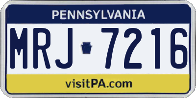 PA license plate MRJ7216