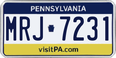 PA license plate MRJ7231