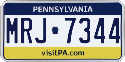 PA license plate MRJ7344