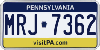 PA license plate MRJ7362