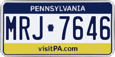 PA license plate MRJ7646