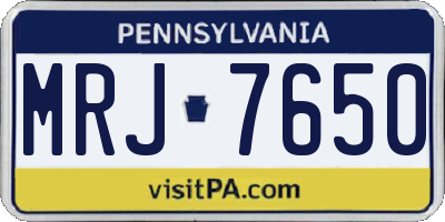 PA license plate MRJ7650