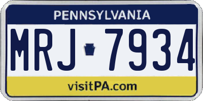 PA license plate MRJ7934