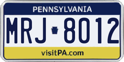 PA license plate MRJ8012
