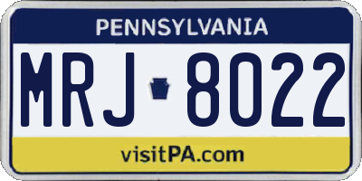 PA license plate MRJ8022