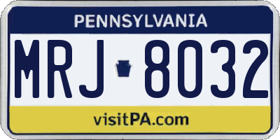 PA license plate MRJ8032