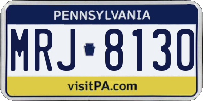 PA license plate MRJ8130