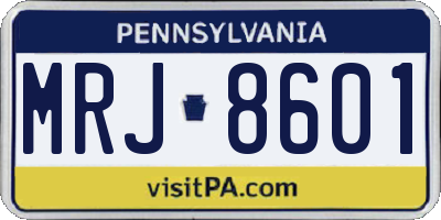 PA license plate MRJ8601